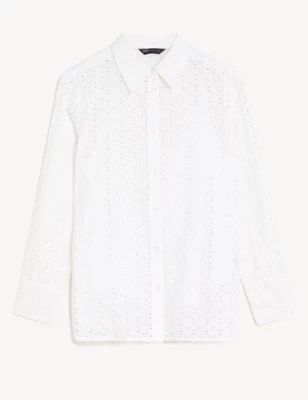 Pure Cotton Broderie Collared Shirt | M&S Collection | M&S | Marks & Spencer IE