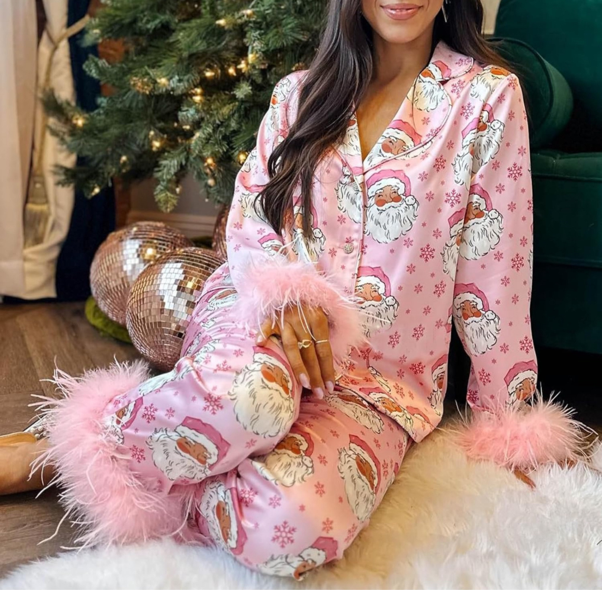Women Feather Trim Silk Satin Pajama Set Christmas 💖

#LTKHoliday #LTKGiftGuide #LTKstyletip