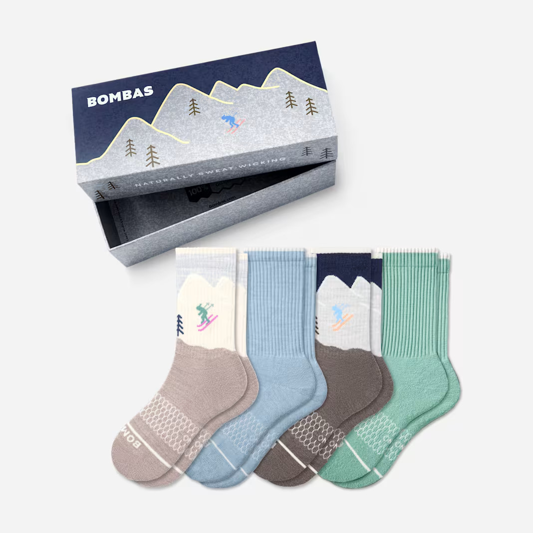 Youth Merino Wool Blend Calf Sock 4-Pack Gift Box | Bombas