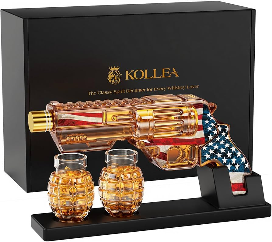 Fathers Birthday Gifts for Men Dad, Kollea Flag Whiskey Decanter Sets with Grenade Glasses, Anniv... | Amazon (US)