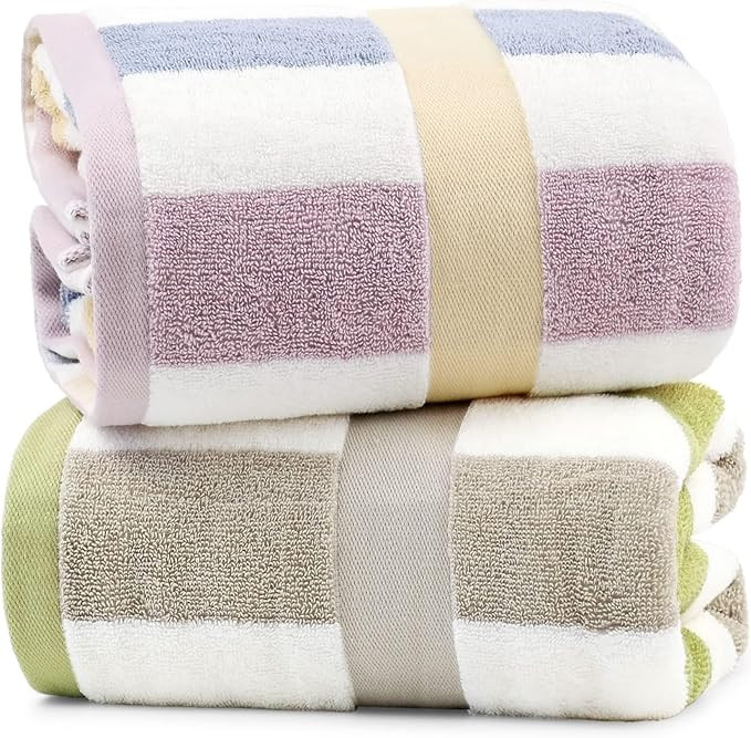 Jacquotha Stripe Shower Towels 2 Pack, Super Absorbent Quick Dry Bathroom Towels for Daily Use, L... | Amazon (US)