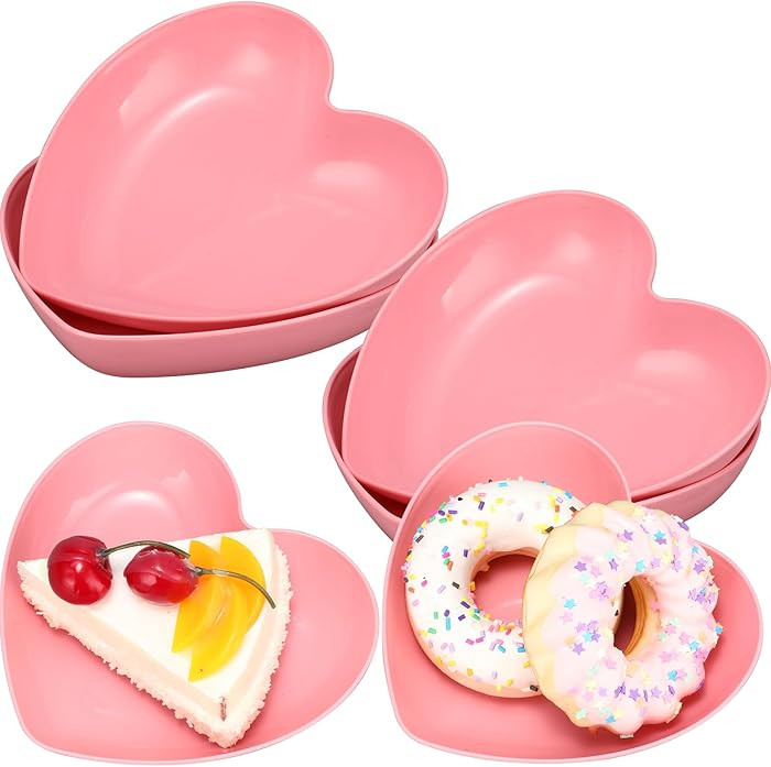 6 Pcs Valentine's Day Heart Shaped Bowls 5.7 Inch Heart Shaped Wheat Straw Small Snack Dessert Di... | Amazon (US)