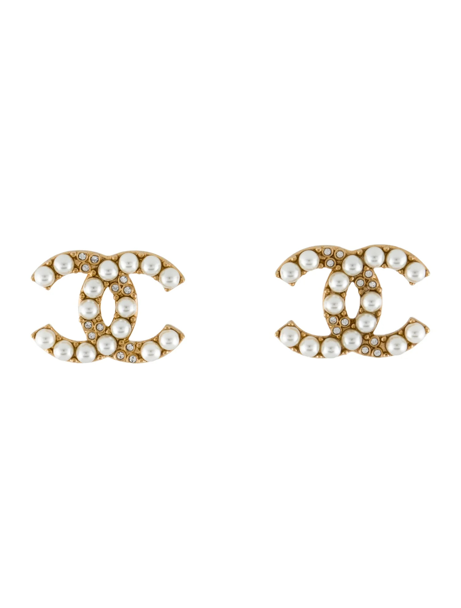 Chanel 2024 Faux Pearl & Strass CC Clip-On Earrings - Stud, Earrings - CHA1382611 | The RealReal | The RealReal