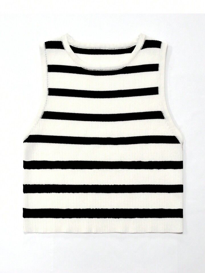 Women's Sleeveless Striped Knitted Top | SHEIN