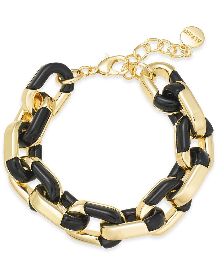 Alfani Gold-Tone & Black Acrylic Large Link Bracelet, Created for Macy's & Reviews - Bracelets - ... | Macys (US)