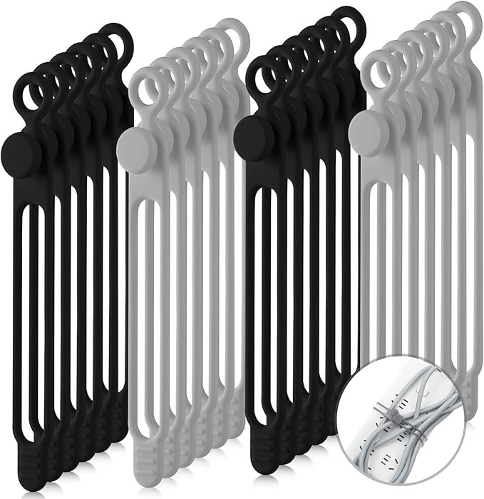 Nuanchu 40 Pcs Silicone Cable Ties Reusable Holder Adjustable Straps Multipurpose Charging Cable ... | Amazon (US)