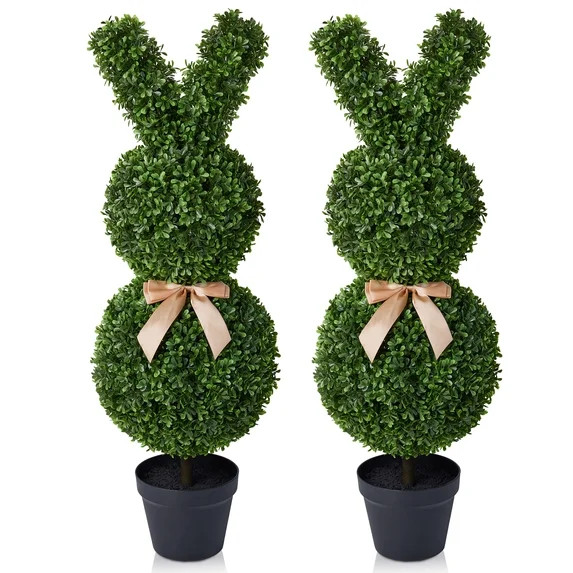 DR.Planzen 2 Pack 36'' Artificial Boxwood Easter Bunny Topiary, Green Spring Outdoor Indoor Decor | Walmart (US)