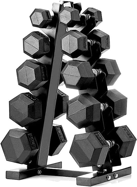 papababe Dumbbell Set with A-Frame Dumbbell Rack Rubber Encased Hex Dumbbell Free Weights Dumbbel... | Amazon (US)