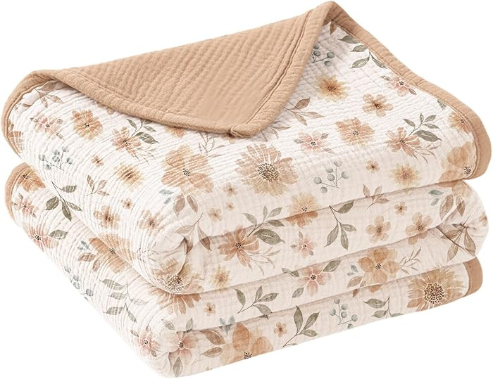 Konssy Muslin Baby Blankets for Girls Boys 47"x47", 100% Cotton Crib Blanket for Infant Toddler, ... | Amazon (US)