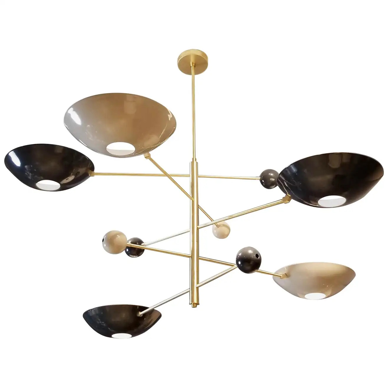Large, Modern "Catalonia" Chandelier in Enamel + Brass by Blueprint Lighting NYC | 1stDibs