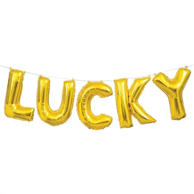 Foil "LUCKY" Letter Balloon Banner, 9 ft, Gold, 1ct | Walmart (US)