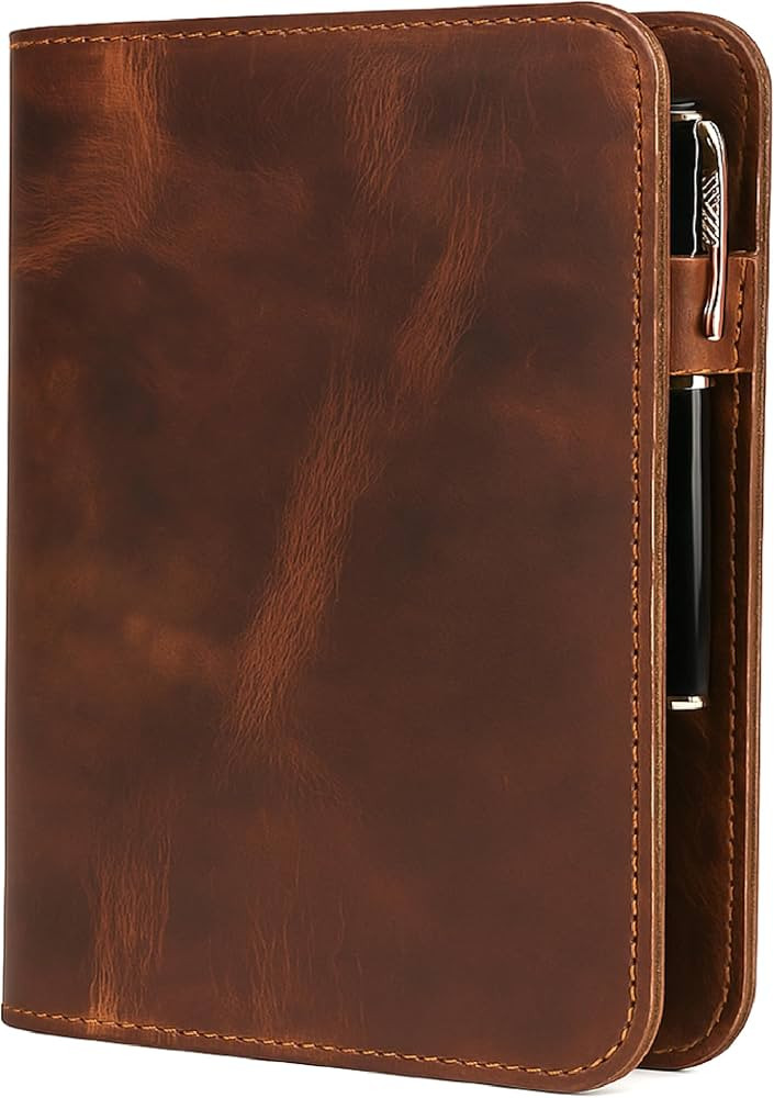 A5 Leather Journal Cover (Tan) Refillable Notebook Protector 6" x 9" with Pocket, Card Slots, Pen... | Amazon (US)