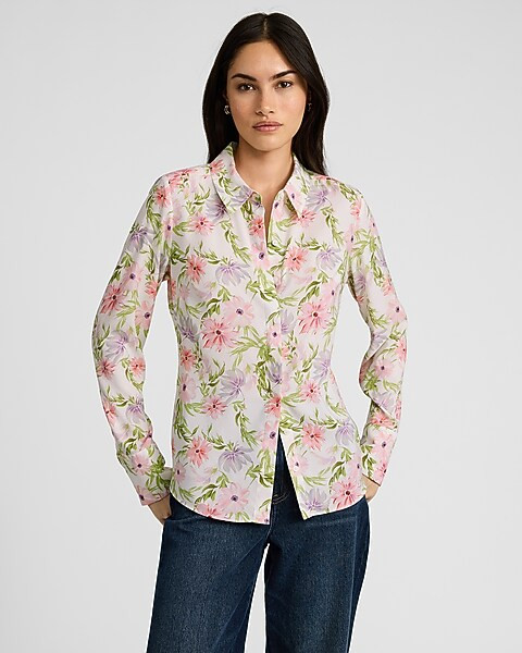 Floral Fitted Portofino Shirt | Express