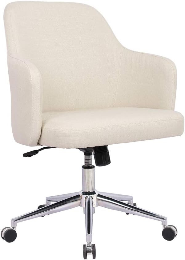 Home Office Chair, Upholstered Mid Back Support Swivel Computer Desk Task Chairs Adjustable Heigh... | Amazon (US)