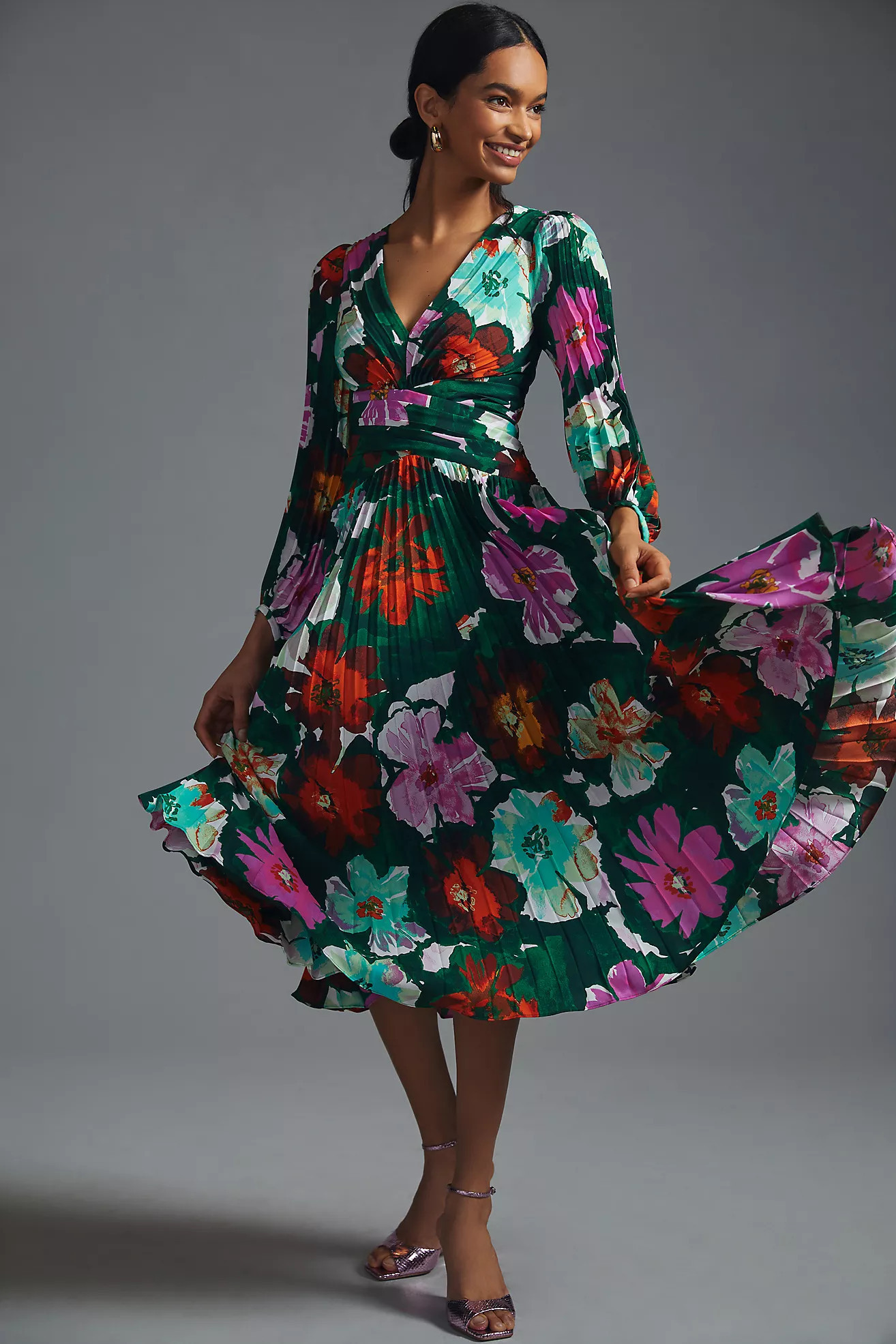 By Anthropologie Pleated V-Neck Dress | Anthropologie (US)