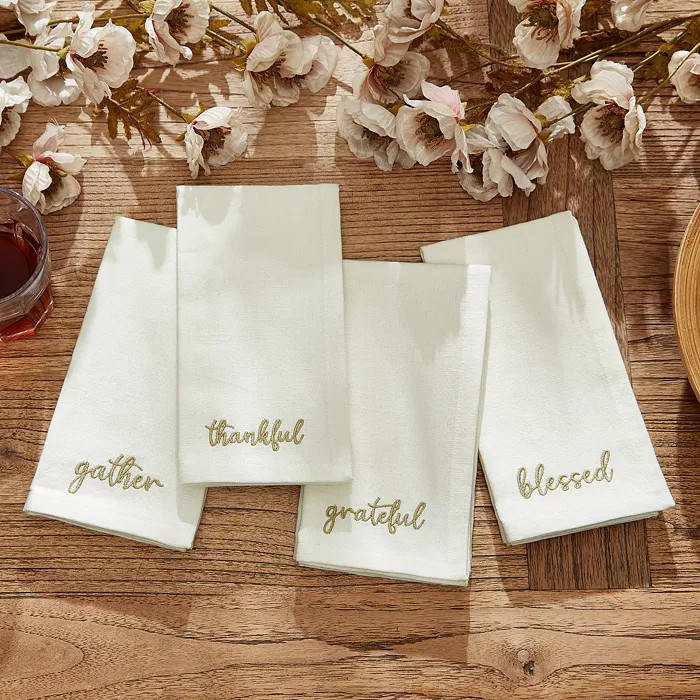 Harvest Sentiment Embroidered Napkins, Set of 4 | Bloomingdale's (US)