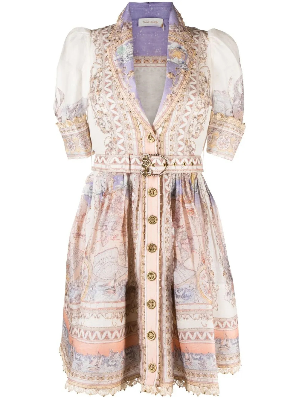 ZIMMERMANN High Tide Belted Minidress - Farfetch | Farfetch Global