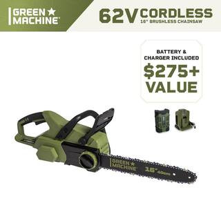 62V Brushless 16 in. Battery Chainsaw Auto-tensioning system, easy trigger start with 4 Ah Batter... | The Home Depot