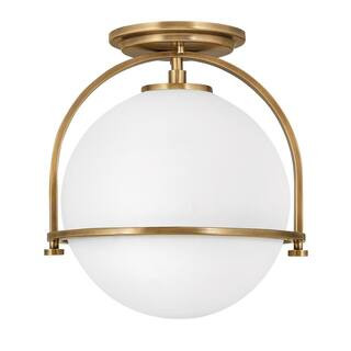 HINKLEY Somerset 11.5 In. 1-Light Heritage Brass Semi- Flush Mount 3403HB - The Home Depot | The Home Depot