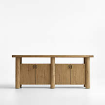 Breckenridge 78" Weathered Rustic Oak Wood Credenza + Reviews | Crate & Barrel | Crate & Barrel