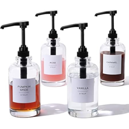 Coffee Syrup Dispensers For Coffee Bar Accessories With Syrup Labels  | Amazon (US)