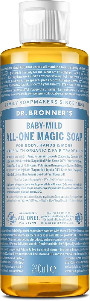 Dr. Bronner's - Pure-Castile Liquid Soap (Baby Unscented, 8 Ounce) - Made with Organic Oils, 18-i... | Amazon (US)