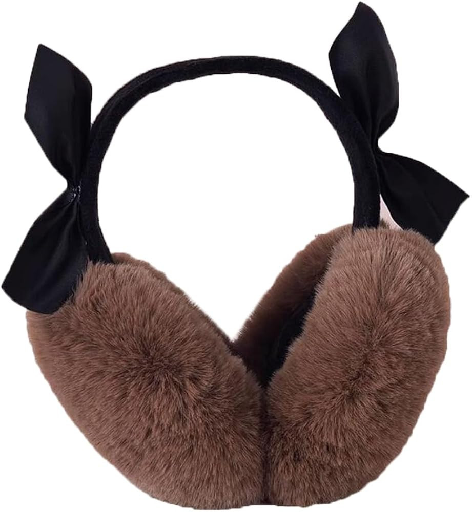 Cute Bowknot Earmuffs Women Winter Warm Ear Cover Fluffy Soft Ear Muffs Outdoor Folding Coldproof... | Amazon (US)