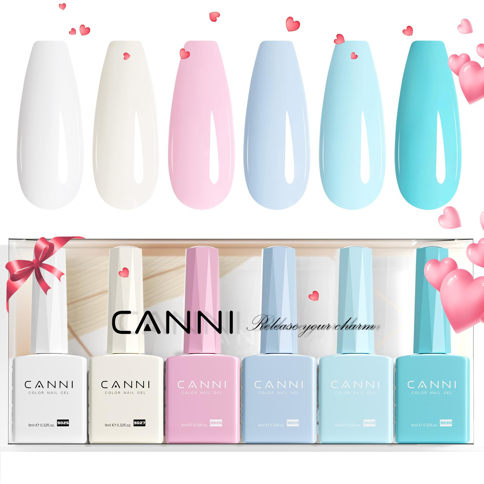 CANNI 6Pcs 9ml Pastel Gel Nail Polish Set- White Pink Light Blue Gel Polish Kit Candy Milky White... | Amazon (US)