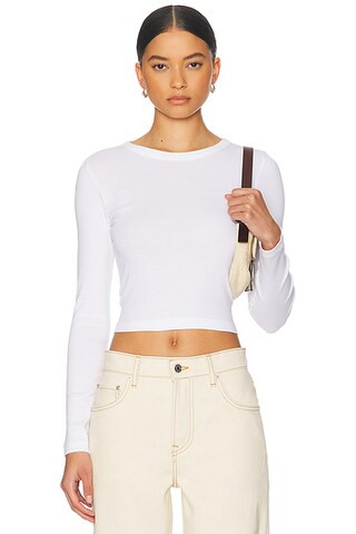 Supima Baby Rib Long Sleeve Cropped Top | FWRD 