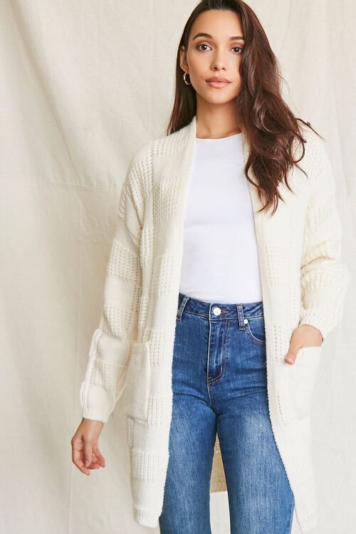 Checkered Purl Knit Cardigan Sweater | Forever 21 (US)
