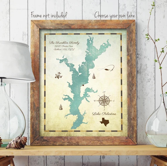 lake maps printed on metal | Etsy (US)