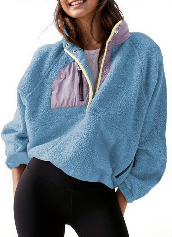 AMEBELLE Women’s Lightweight Fleece Pullover Jacket Cropped Fall Winter Fuzzy Sherpa Jacket Swe... | Amazon (US)