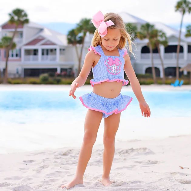 Mouse Ears Blue Gingham Two Piece Swimsuit | Classic Whimsy