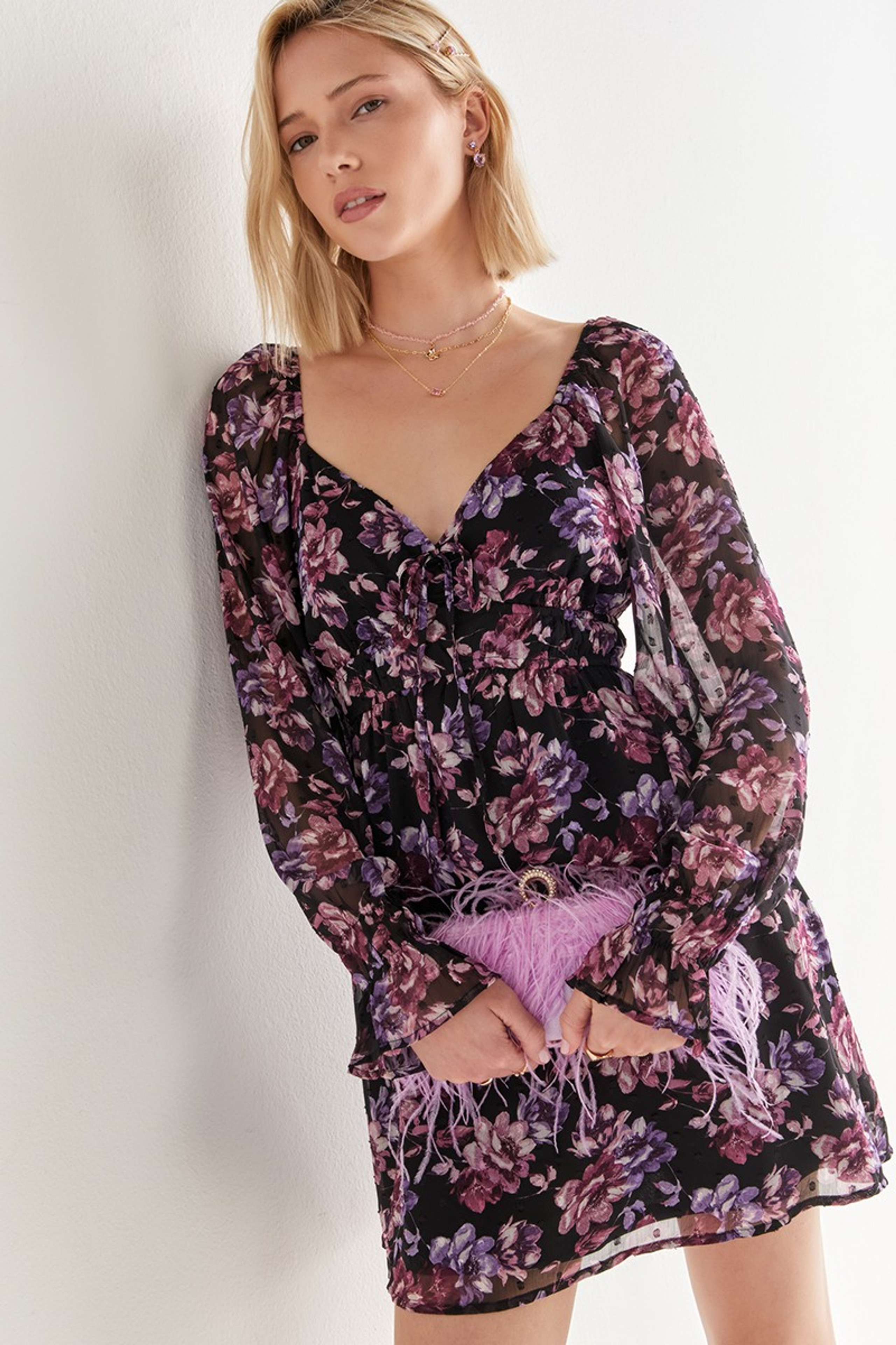 Hilarie Floral Tie Front Mini Dress | Francesca's