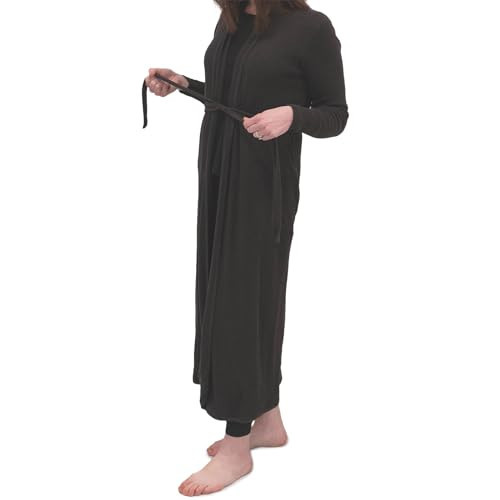 monica + andy Organic Cotton Printed Women’s Robe - Lounge Robes for Women - Lightweight Maternity Bathrobe for Expecting and Postpartum Mom, Long Mid-Calf Length (Black - Medium/Large) | Amazon (US)