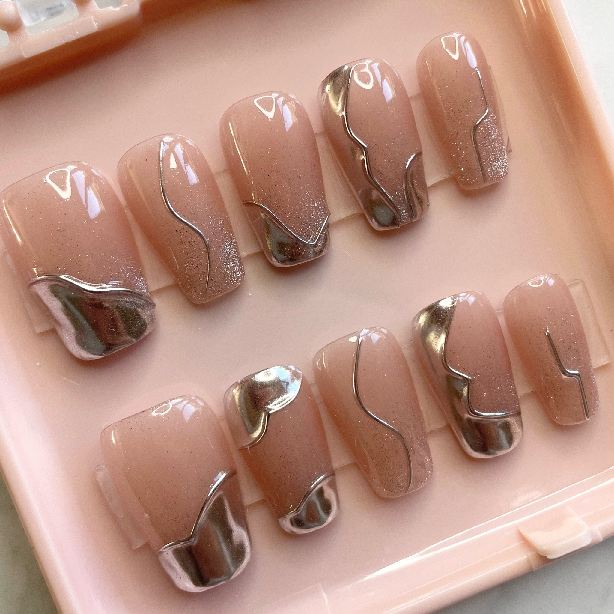 Pink and chrome press on nails, press on nails, fake nails, pink nails, spring nails, summer nails, chrome nails 

#LTKfindsunder50 #LTKbeauty #LTKstyletip