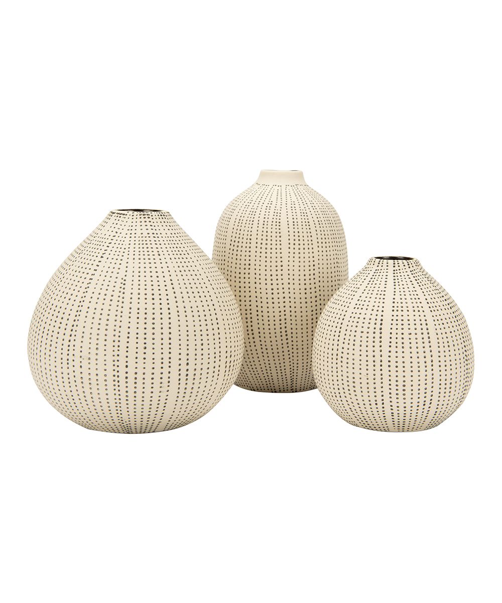 Creative Co-Op Vases White - White & Black Dot Vase Set | Zulily