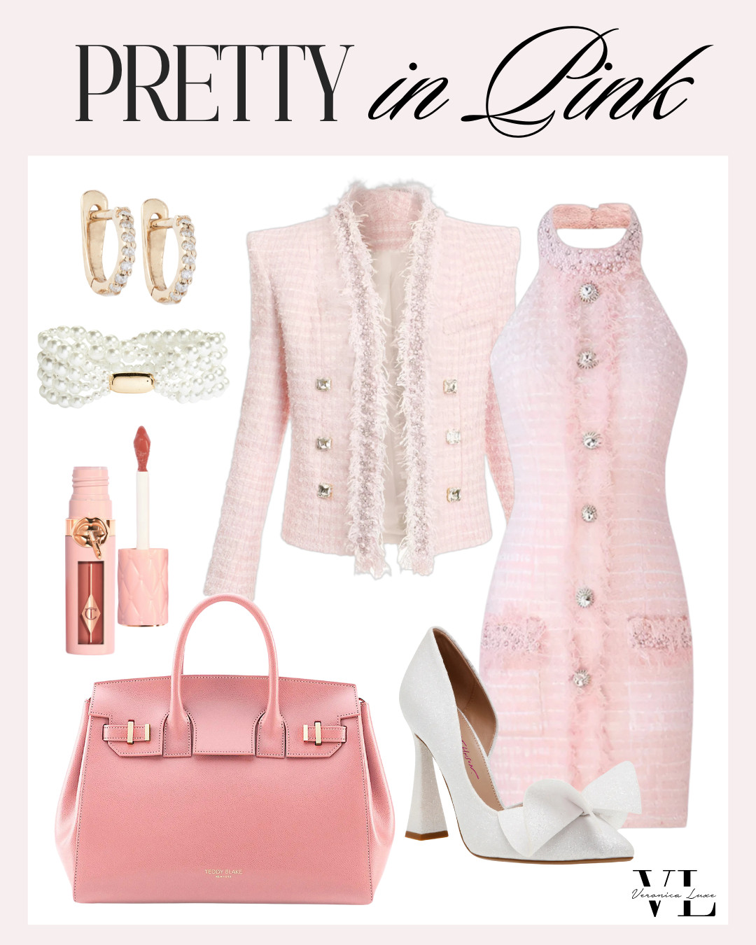 Valentine Outfit Women -Delicate tweed, oversized bow pumps, a blush pink structured bag... this pink-on-pink ensemble is all about soft elegance with just a hint of glam! 💕 

liketkit, fashionidea, ootd, holidaylooks, partyoutfit, barbiecore, nordstromfashion 

 #LTKStyleTip #LTKShoeCrush

#LTKSeasonal #LTKootd #LTKBeauty