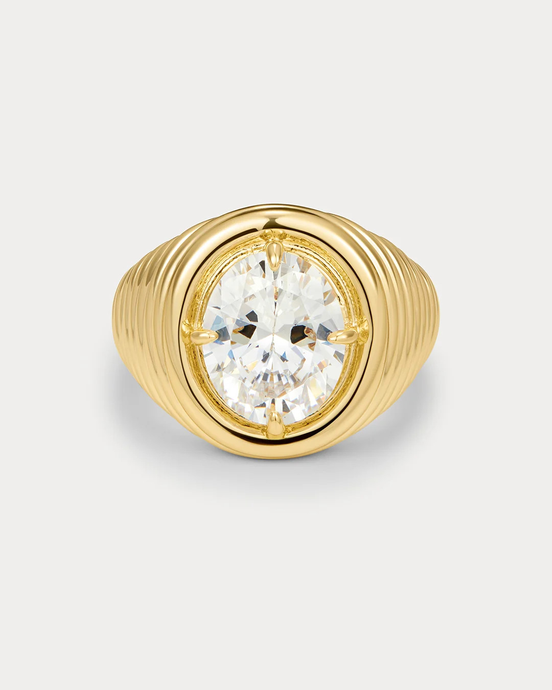 The Reve Ridged Signet Ring- Gold | Luv Aj Inc.