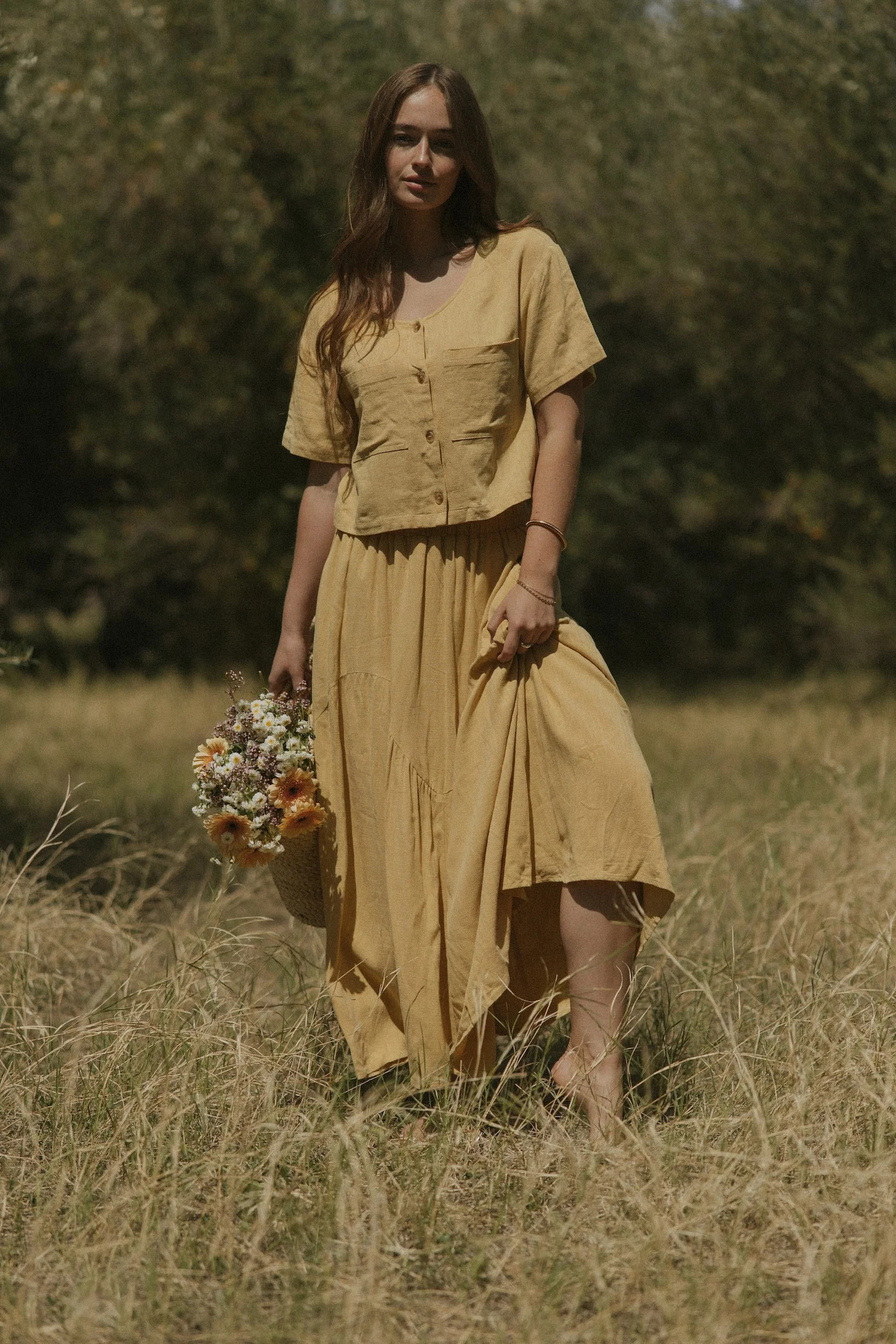 Isla Top in Honey | Linen Short Sleeve Blouse | Altair The Label