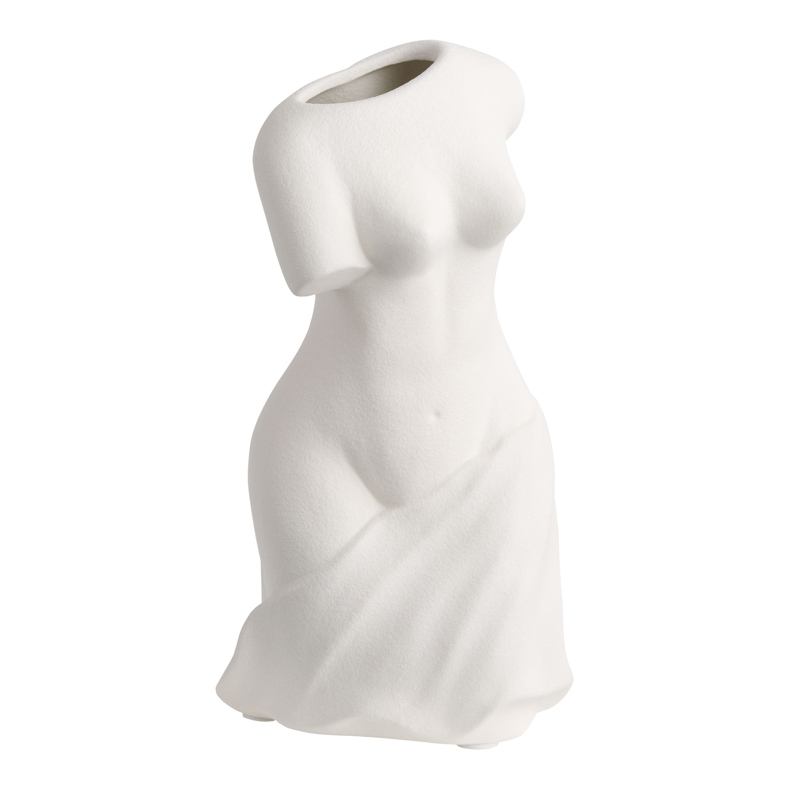 Ivory Ceramic Femme Figure with Draped Cloth Vase | World Market