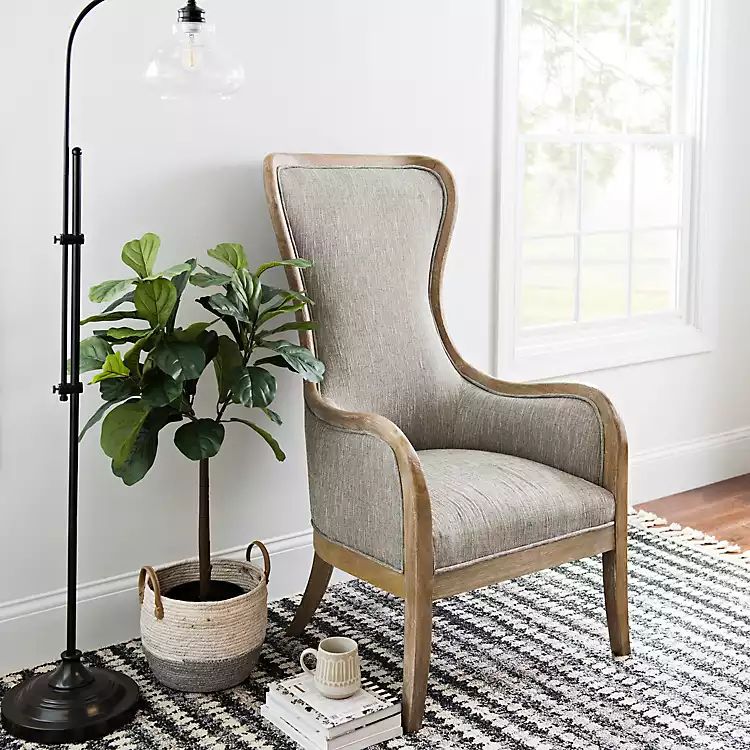 Light Gray High Wing Back Accent Chair | Kirkland's Home