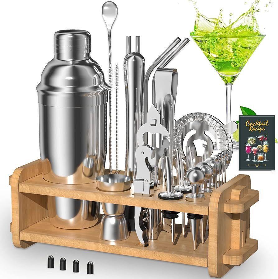 30pcs Mixology Bartender Kit with Stand, Secilla 25oz Bar Set Cocktail Shaker Set, Professional B... | Amazon (US)