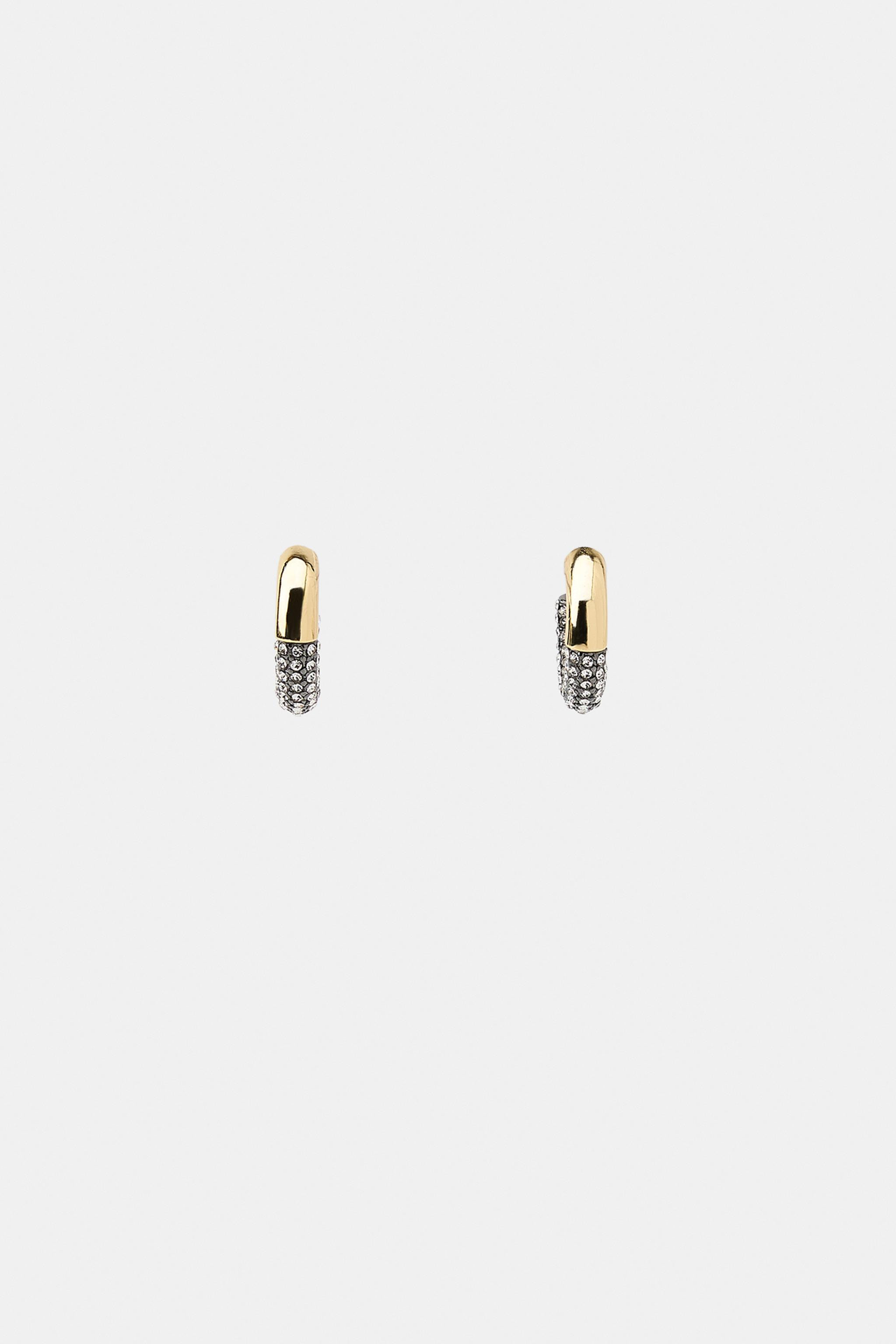 RHINESTONE HOOP EARRINGS | Zara UK
