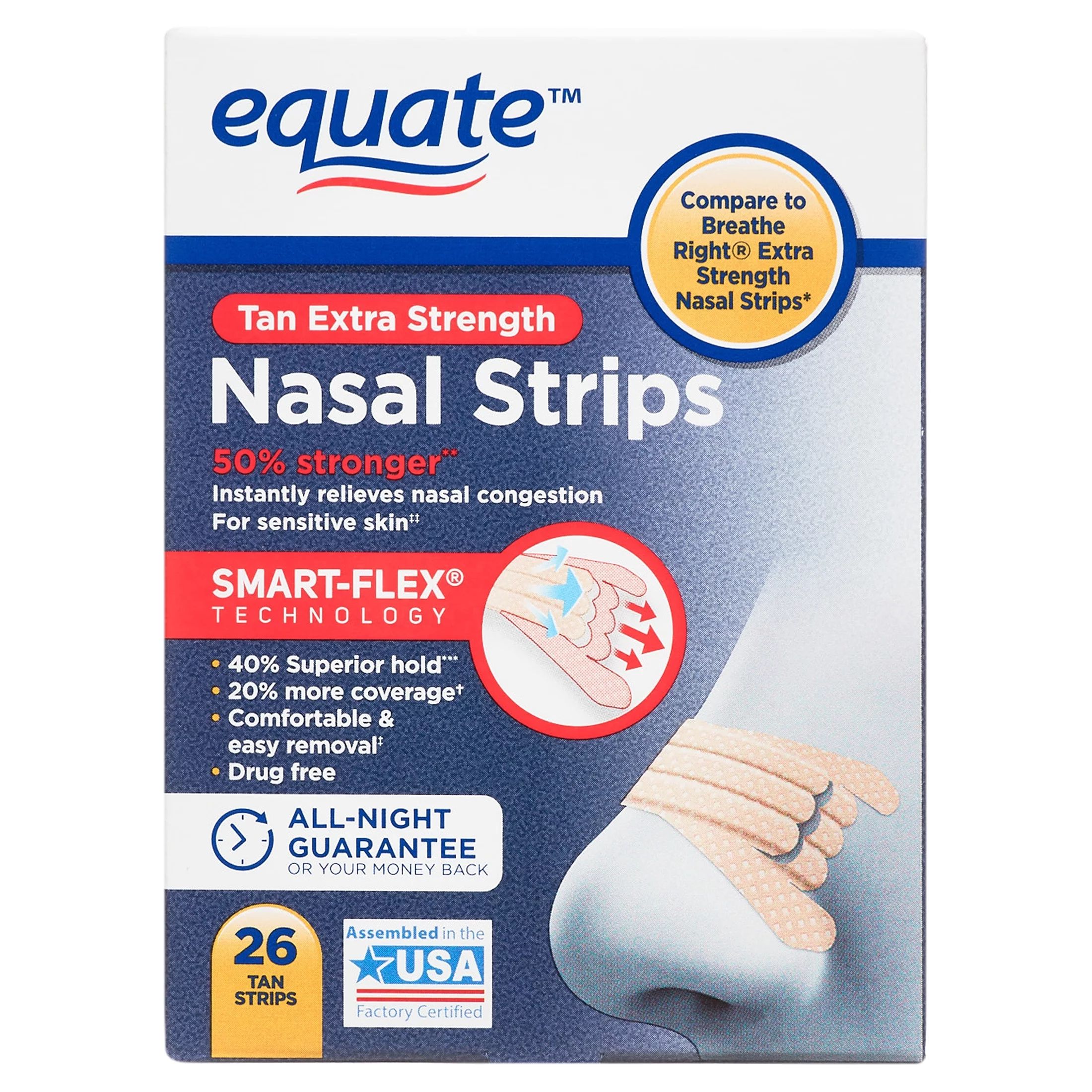 Equate Extra Strength Tan Nasal Strips, 26 Count | Walmart (US)