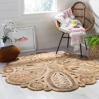SAFAVIEH Handmade Natural Fiber Ljiljanka Floral Jute Rug - 6' x 6' Round - Natural | Bed Bath & Beyond