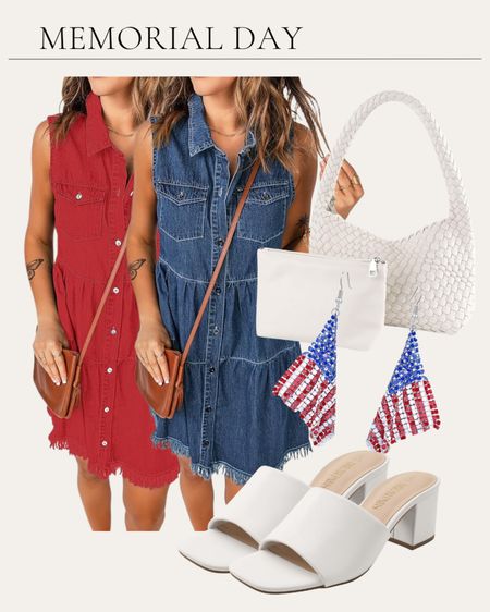 Memorial Day outfit. The cutest denim dress from Amazon. High end look for less! Trending outfits. Summer dresses  

#LTKShoeCrush #LTKStyleTip #LTKFindsUnder50