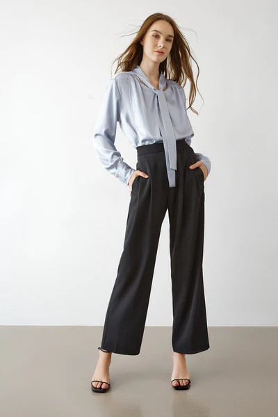 Kaira Black Wide Leg Work Pants | J.ING