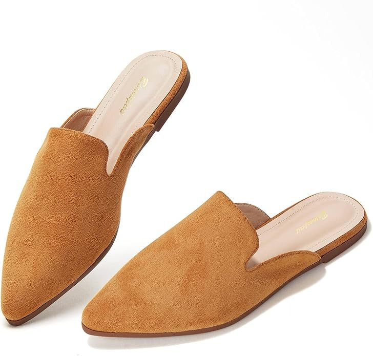 Mules for Women Flats Pointed Toe Slip On Slides Loafer Shoes | Amazon (US)