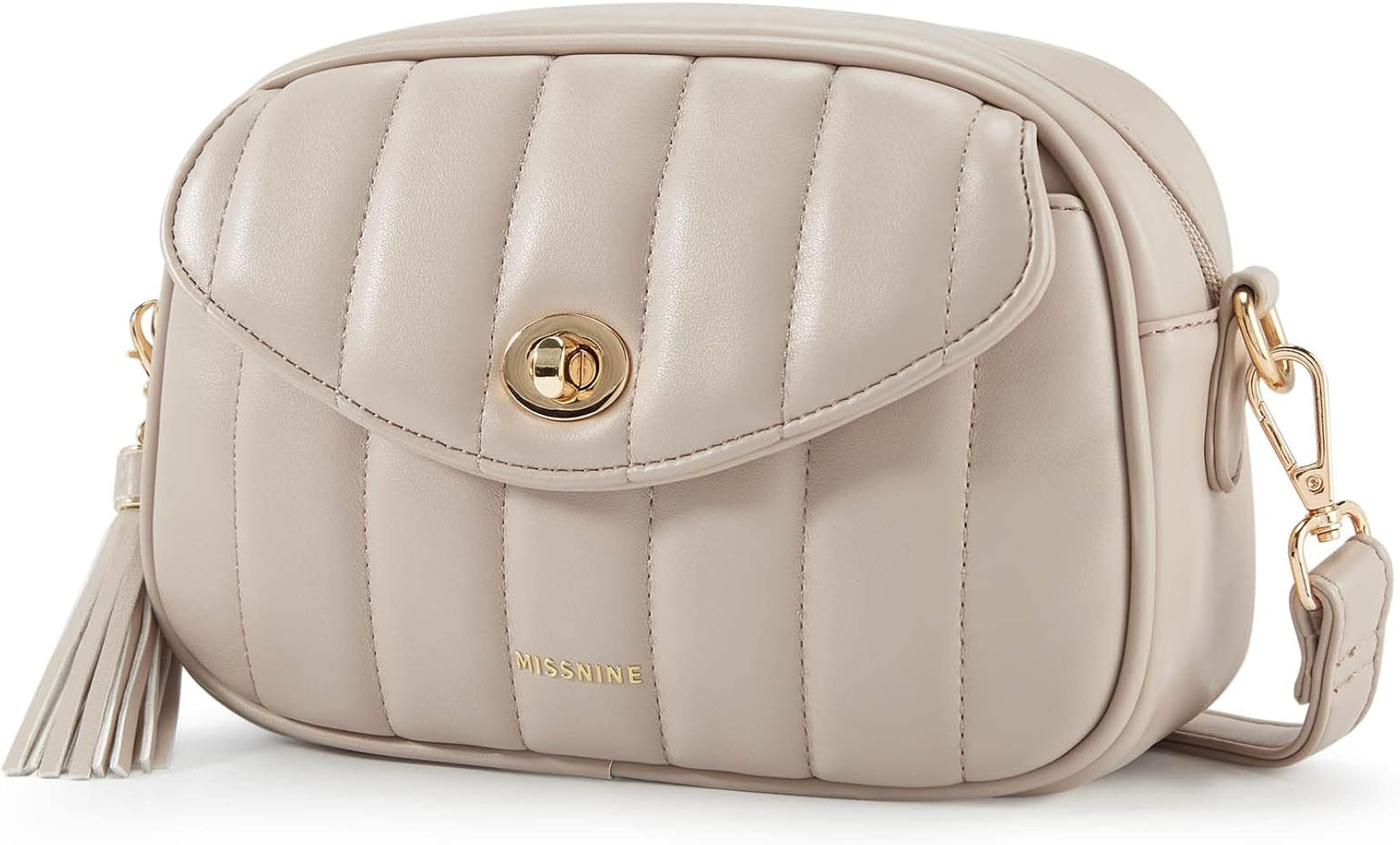 Missnine Crossbody Bags for Women Soft Quilted PU Leather Shoulder Bag Small Purse with Strap and Ta | Amazon (US)